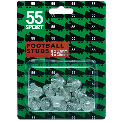 55 Sport Ersatzstollen für Fußballschuhe – Klar – 12×13 mm + 4×16 mm